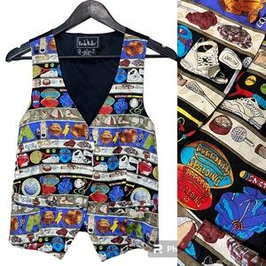 Vintage 1993 Nicole Miller 100% Silk Sports Theme Vest | Rare Limited Quantities